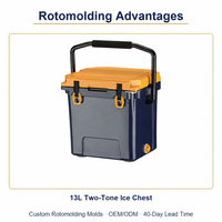 Moule de rotomoulage personnalisé OEM ODM pour glacière rigide 13L bicolore bleue, fabrication directe usine pour camping