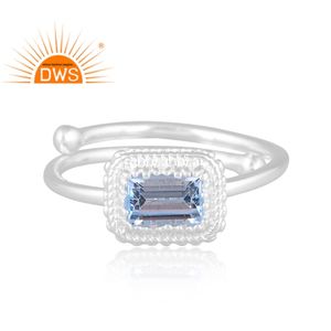 แหวนพลอยบุษราคัมสีเงินแท้ปรับได้ออกแบบล่าสุดสำหรับผู้หญิงของขวัญสำหรับผู้หญิง - Product Image 2