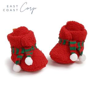 Acogedores botines de lana para recién nacidos, calcetines de dibujos animados cálidos de fondo suave, zapatos de cuna de otoño para niños y niñas - Product Image 1