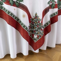 Taplak Meja Poliester Cetak Natal Tahan Air dengan Desain Cetak Kustom untuk Merek Tekstil Rumah dan Pengecer
