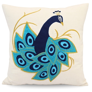 Housse de coussin portable en coton brodée à la main avec motif floral de paon |   Décoration bohème indienne de luxe pour canapé et décoration intérieure - Product Image 1