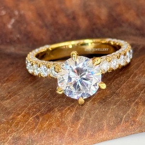 Bague de fiançailles en or massif 14K 2 Ct CVD IGI certifié diamant solitaire, bague en diamant solitaire de 2 Ct taille ronde cultivée en laboratoire - Product Image 5