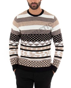 <b>Men</b> Sweater Multi Color Solid Design Pattern High Quality Crewneck Cotton Wool Breathable Anti-Shrink Wool Liner Winter <b>Long</b> - Product Image 4