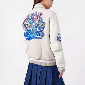 2025 personalizado 100% Material de lana transpirable hecho mujer Crop Varsity chaqueta diseño personalizado Crop College chaqueta de béisbol para mujer - Product Image 2