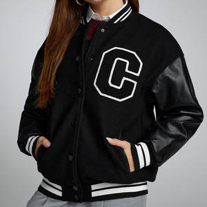 Chaquetas de Lana para Mujer 2026, Chaqueta Vaquera Negra con Parches Gráficos, Chaqueta de Cuero con Letras Bordadas, Chaqueta de Fiesta de Tallas Grandes con Tela Estampada - Product Image 5