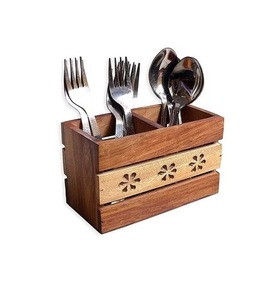 Best Selling Cutlery Holder Finest Quality 3 Section Wooden Cutlery Stand Classic Design Tableware Cutlery Storage Stand - Product Image 6