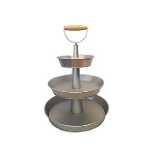 Support de gâteau à trois pneus galvanisé en métal de haute qualité pour les fêtes d'anniversaire de mariage - Product Image 5
