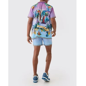 High Quality Winter Casual Woven Tracksuit Polyester Nylon V Neck Short Sleeve Satin <b>Man</b> <b>T</b> <b>Shirt</b> Shorts Set Quick Dry - Product Image 2