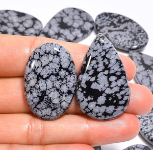 Cuentas Redondas Sueltas de Obsidiana Copo de Nieve, Piedra de Cristal de Ópalo Natural para la Fabricación de Joyas - Product Image 1
