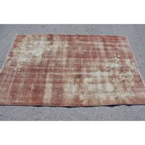 Tapis turc vintage de 4x6 pieds, tapis en laine tressée marron et beige avec support en latex pour décorations de salon - Product Image 3