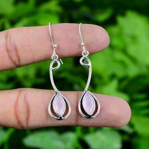 Designer Best Quality Natural Wedding Gift <b>Earrings</b> Jewelry 925 Sterling Silver Handmade Gemstone <b>Rose</b> <b>Quartz</b> Spinner <b>Earrings</b> - Product Image 3