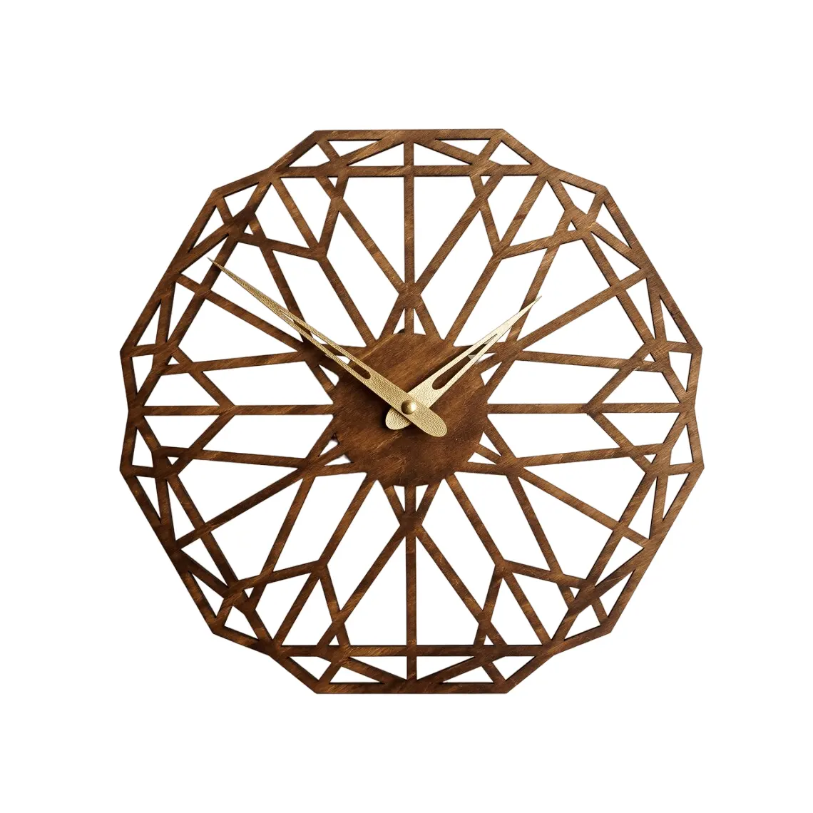 Reloj de pared de diseño geométrico de madera perfecto para mejorar cualquier tipo de pared de fondo Interior y aporta lujo a la decoración de su hogar