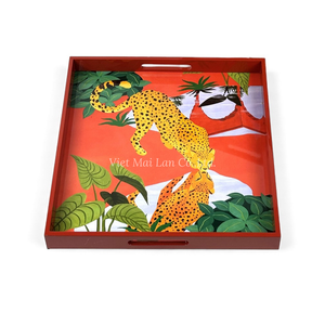 ถาดเคลือบลายเสือ งานแฮนด์เมด ตกแต่งด้วยลายเสือ สำหรับเสิร์ฟอาหาร วางโชว์บนโต๊ะ และตกแต่งบ้าน จากเวียดนาม - Product Image 1