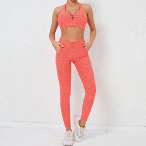 Conjunto de yoga ajustado sexy para mujer Sujetador deportivo para correr de secado rápido Leggings Equipo de fitness - Product Image 3