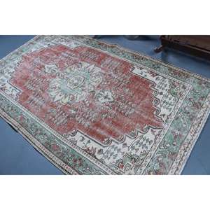 Alfombra Turca de 5x8.2 pies, Alfombra Oriental Roja de Lana - Product Image 3