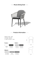 Mobilier d'extérieur moderne de luxe Artie Ensemble de salle à manger de jardin en aluminium Ensembles de patio avec porte Table à manger d'extérieur avec chaises