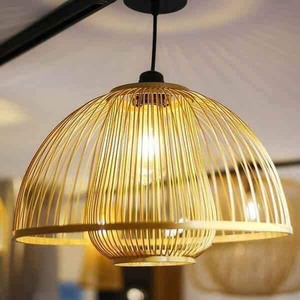 โคมไฟไม้ไผ่ดีไซน์ไม้ไผ่เป็นมิตรกับสิ่งแวดล้อมแบบเวียดนามพร้อมเฉดสีทอมือเหมาะสำหรับการจัดแสงในห้องนั่งเล่น - Product Image 4