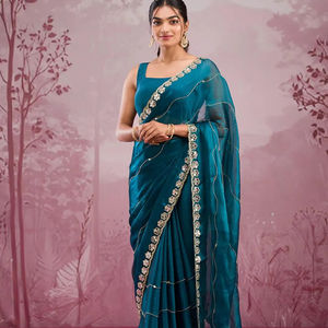 Collection Saree de vêtements de fête en gros avec miroir brodé en soie douce - Product Image 1