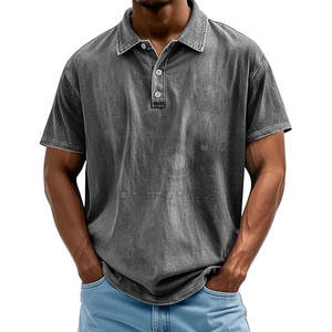 Camiseta de polo con hombros caídos de gran tamaño, lavado ácido vintage y marca personalizada para pedidos al por mayor, tela y de gran tamaño - Product Image 5