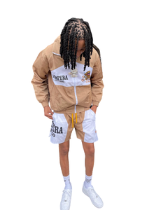 2023 ODM <b>Men</b> <b>Zip</b> up Jacket Two Piece Set Windbreaker <b>Shorts</b> Set 2 Colors Nylon Tracksuit for <b>Men</b> - Product Image 3