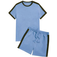Conjunto de Camiseta de Algodón Transpirable de Manga Corta con Logotipo Personalizado Estampado por Transferencia de Calor y Pantalones Cortos a Juego para Hombre, Nueva Tendencia