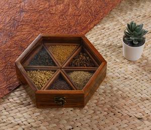 Meilleur prix pour une authentique boîte à épices en bois indienne Outil d'herbes et d'épices le plus vendu pour les mélanges d'épices, d'herbes et de thé - Product Image 5