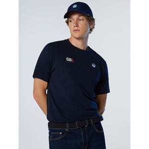 T-shirt fitness North Sails GB1 Basic Blu Navy da uomo, 100% cotone jersey, peso tessuto 230g, numero modello stampato - Product Image 5