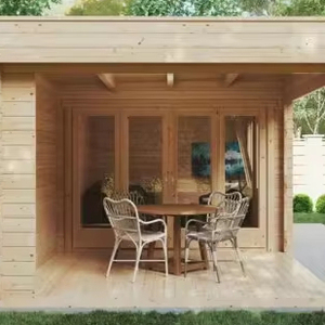 Cabaña de Jardín Prefabricada de Madera - Fácil Instalación, Oficina en el Patio Trasero y <span class=keywords><strong>Cobertizo</strong></span> de Ocio - Product Image 3