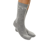 Chaussettes en cachemire mélangé pour femmes, respirantes, chaudes, avec design en strass en forme de cœur, confortables, en tricot extensible, pour l'automne