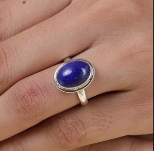 Wholesale <b>Lapis</b> <b>Lazuli</b> <b>Ring</b> 925 Sterling Silver Jewelry for Girls Handmade Cabochon <b>Ring</b> Anniversary Gift for Wife - Product Image 4