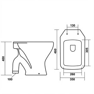 WC monobloc moderne en céramique Leo avec évacuation en S/P - Product Image 2