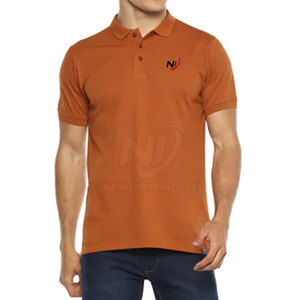 Hommes élégants pour polos avec motif solide en tissu tricoté respirant et évacuant l'humidité avec logo personnalisé - Product Image 2