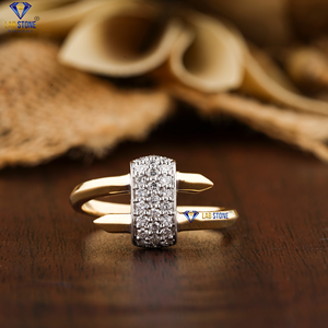 0.325 TDW bague en diamant coupe ronde diamant labgrown 18K or jaune Hpht/Cvd bijoux en diamant - Product Image 1