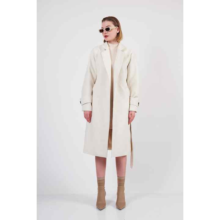 Belted Cream Cashew Coat / Collection