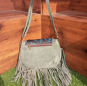 Nouvel arrivage de sac à bandoulière Concho à franges en cuir et fourrure métallique sac à bandoulière en cuir suédé sac de soirée pour femmes - Product Image 4