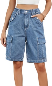 Shorts en jean d'été pour femmes, taille haute, décontractés, avec personnalisation - Product Image 3