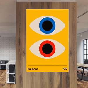 Arte en lienzo de Bauhaus: Impresión decorativa geométrica modernista y audaz, LÍNEIDO EN LONA - Product Image 1