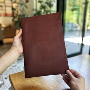 Leather Menu Cover <b>A4</b> With Elastic Center Holder Menu Holder With Embossing Restaurant <b>Folder</b> Binder Custom Cover LMC-0001 - Product Image 1