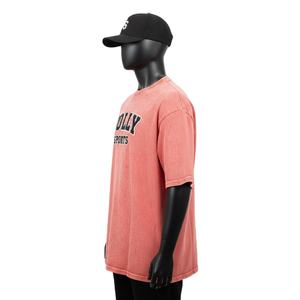 Camiseta 100% algodón para hombre, corte holgado, estampada, estilo acid wash, tejido jersey de algodón grueso, aplique bordado, logotipo personalizado - Product Image 3