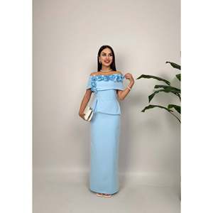 Vestido Largo Floral con Cuello Barco Blanco missJANELL para Mujer, Elegante Vestido Largo de Mezcla de Poliéster y Elastano, Ropa de Noche Hecha en Turquía - Product Image 4