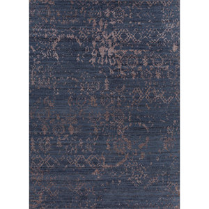 Alfombra Clásica Azul Pansy de Lana y Viscosa Anudada a Mano con Diseño Abstracto de Medallón, Estilo Rectangular Tipo Rompecabezas, 9x12, para Hogar y Pasillo, PKWV-81 - Product Image 1