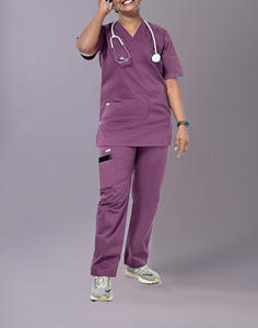 Uniforme médical personnalisé avec logo, tissu extensible d'été, manches courtes unisexes, facile d'entretien, anti-rides, pour médecins, infirmières, hôpitaux - Product Image 3