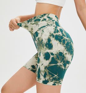 Logo de mujer Scrunched Control de barriga Levantamiento de glúteos Deportes Fitness Yoga Entrenamiento Pantalones cortos Botón Decoración Cintura de banda ancha sin costuras - Product Image 6