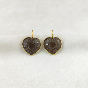 Venta al por mayor estilo étnico increíble cuarzo ahumado piedra preciosa corazón tallado collar de plata esterlina colgante chapado en oro bisel conjunto encanto - Product Image 1