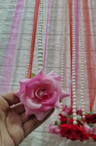 Juego de 10 guirnaldas decorativas de perlas y rosas, cinta de flores rojas y rosas, escenario de telón de fondo para fiesta de boda, cortina decorativa de partición Mandap Nikah - Product Image 4