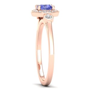 Bague Halo en Argent Sterling 925 avec Moissanite VVS et Tanzanite, Design Exclusif, Cadeau d'Anniversaire, Bijoux de REYES Manufacture - Product Image 3