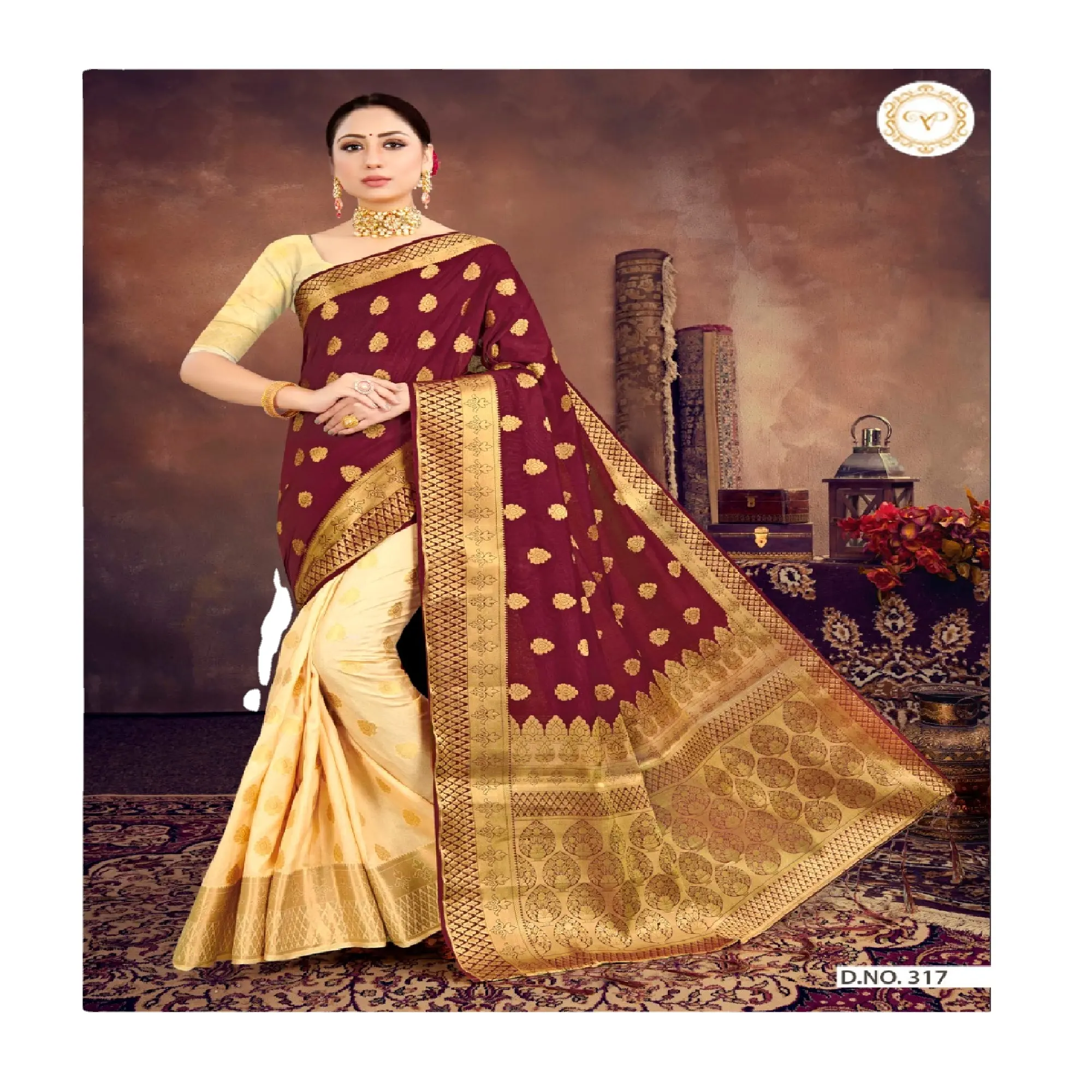 R & D Export Laatste Indiase Banarasi Saree/Groothandel Designer Sarees / Party Wear Wedding Dragen Zijde Sari 'S