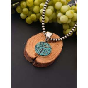 Pendentif en turquoise fait main Navajo avec incrustation multi-pierres et argent sterling - Product Image 4