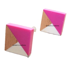 Tirador de gabinete de resina blanca y rosa cuadrado, tirador de cajón decorativo hecho a mano para muebles modernos y decoración del hogar - Product Image 1