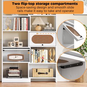 Estantería Grande Blanca de Madera con Armario de Almacenamiento y Cajones, Librería con Estantes Abiertos para el Hogar, Oficina o Sala de Estar - Product Image 5